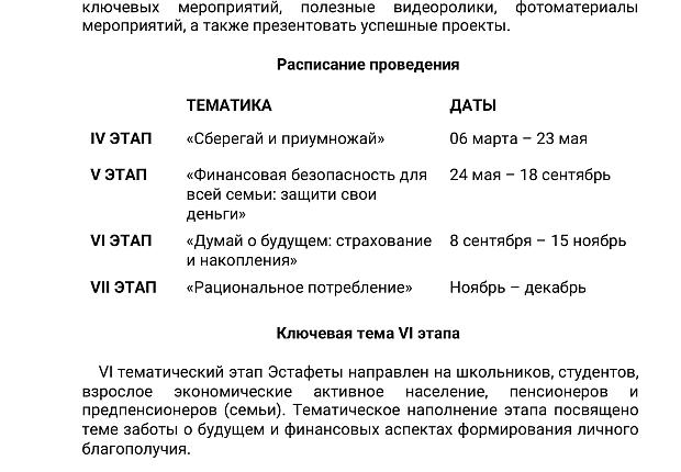 Всероссийская просветительская эстафета "Мои финансы". Этап IV "Думай о будущем: страхование и накопление"